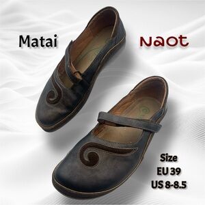 Naot Matai Women's Mary Jane Flats Size EU 39 / US 8-8.5 Dark Brown Leather